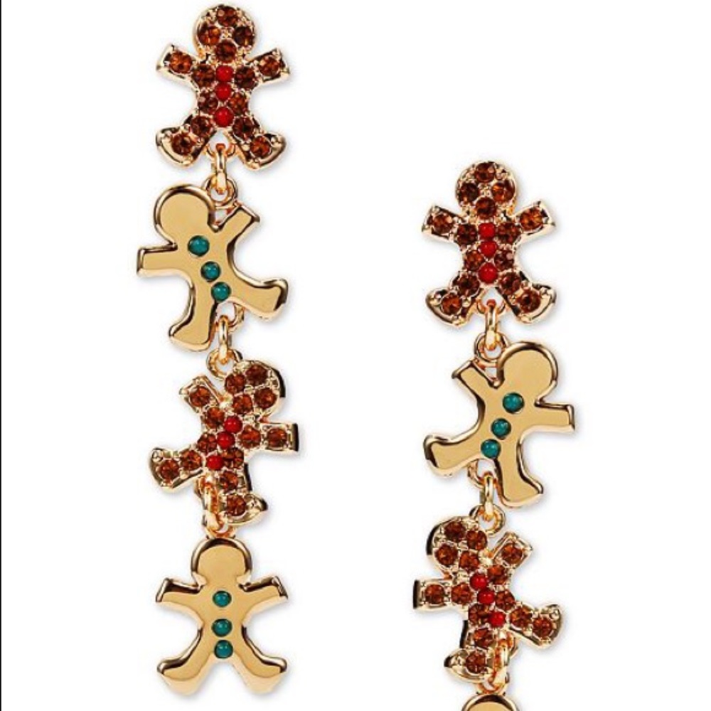 Stacked Gingerbread Crystal Drop Earrings